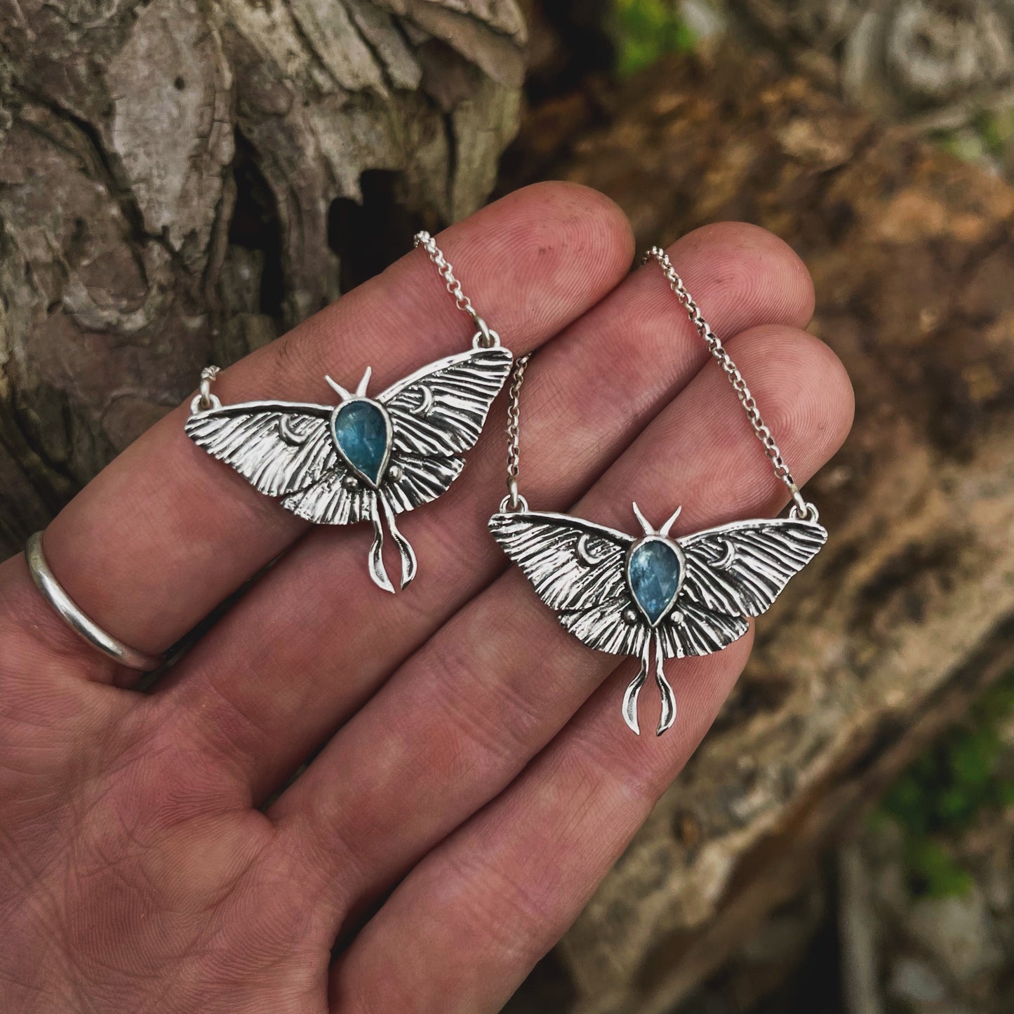 Luna Moth Blue Kyanite Necklace