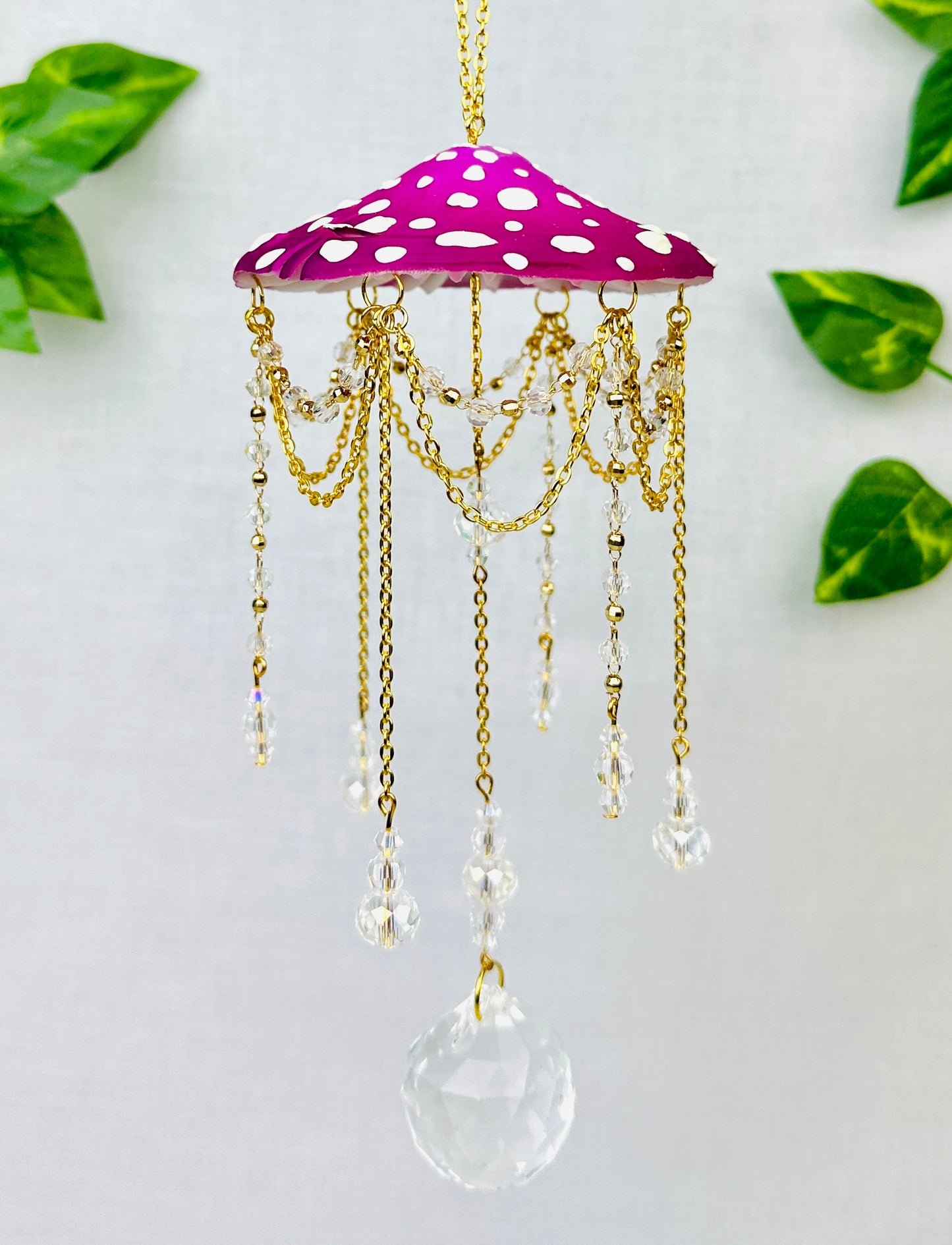 Small Pink Orchid Mushroom Suncatcher