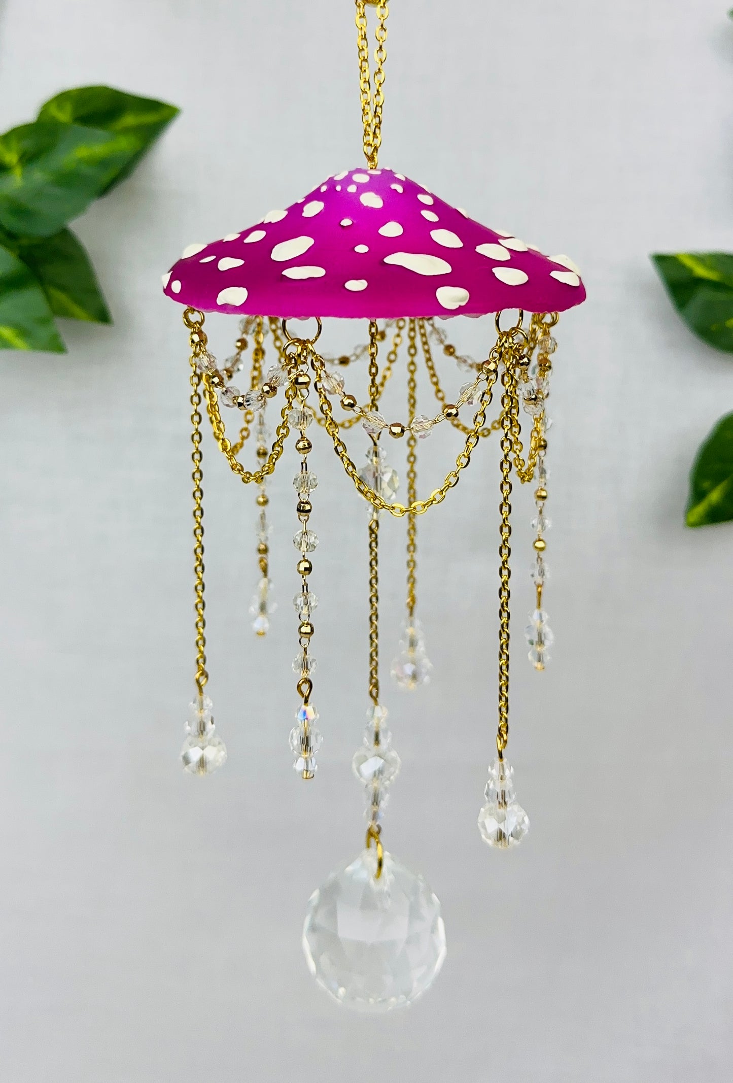 Small Pink Orchid Mushroom Suncatcher