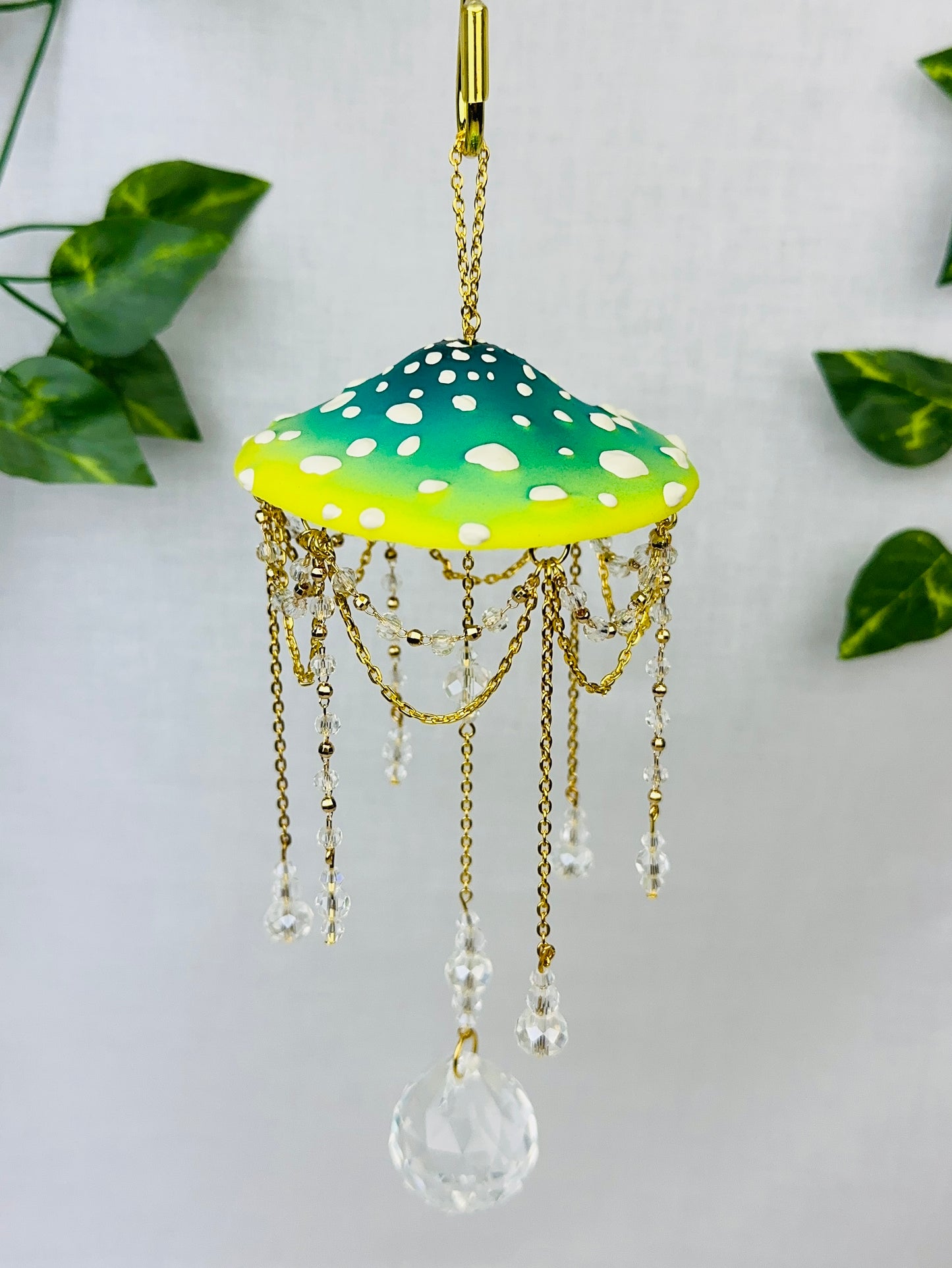 Small Lemon Clover Mushroom Sun Catcher