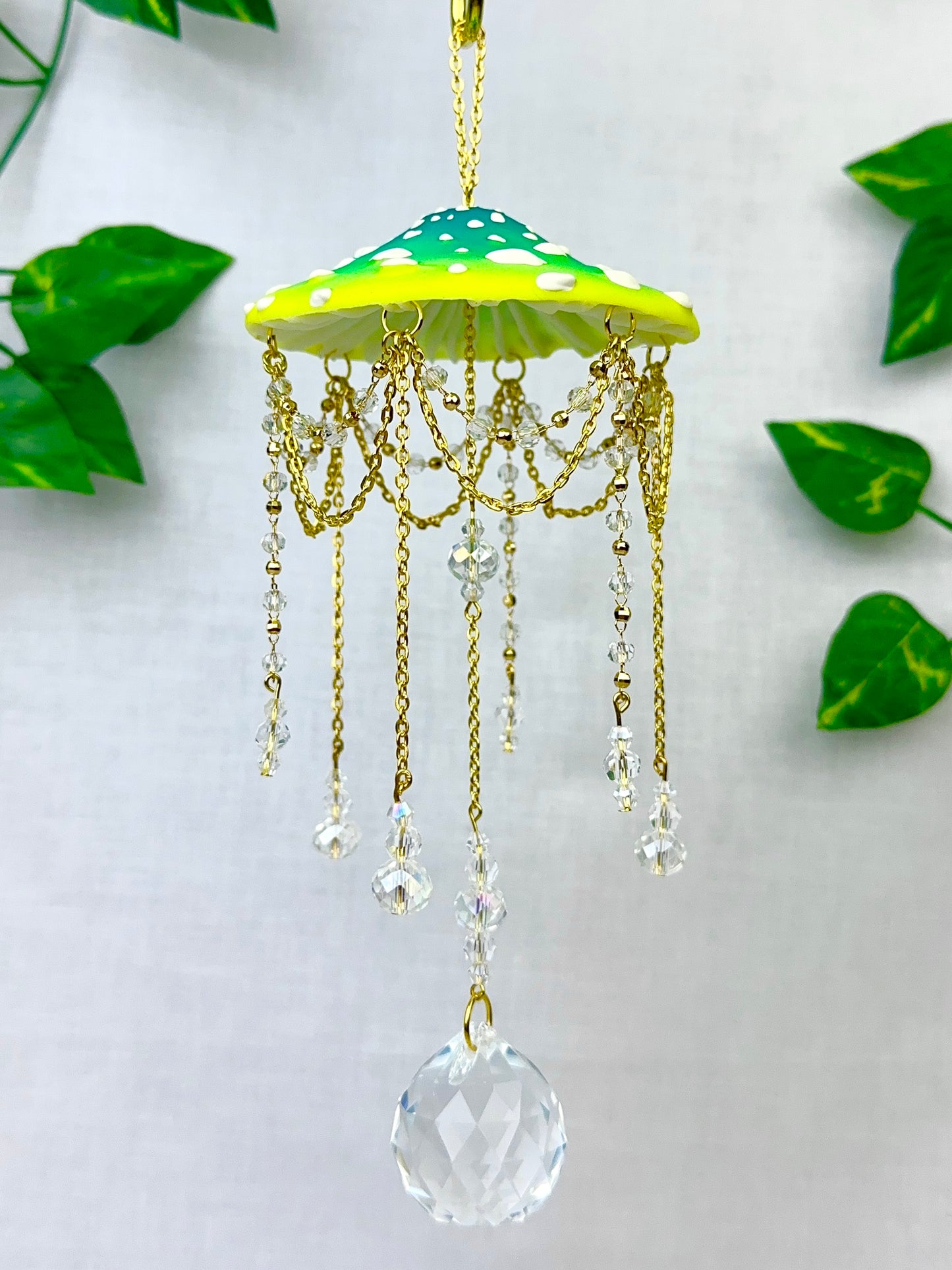 Small Lemon Clover Mushroom Sun Catcher