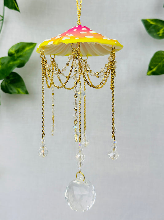 Small Peach Blossom Mushroom Sun Catcher