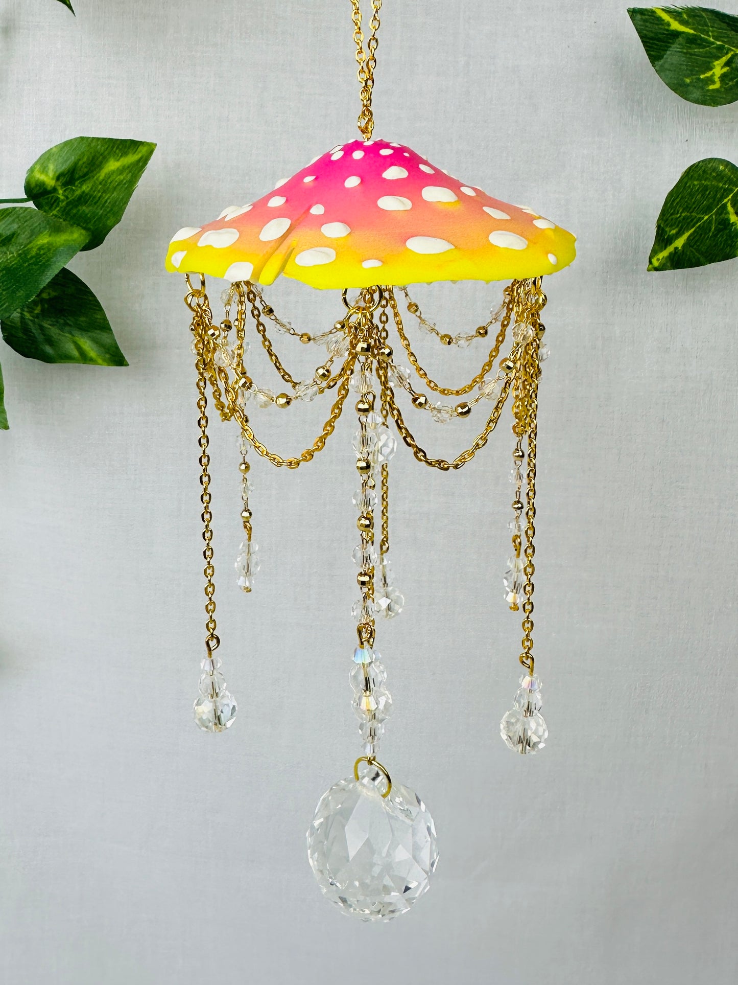 Small Peach Blossom Mushroom Sun Catcher