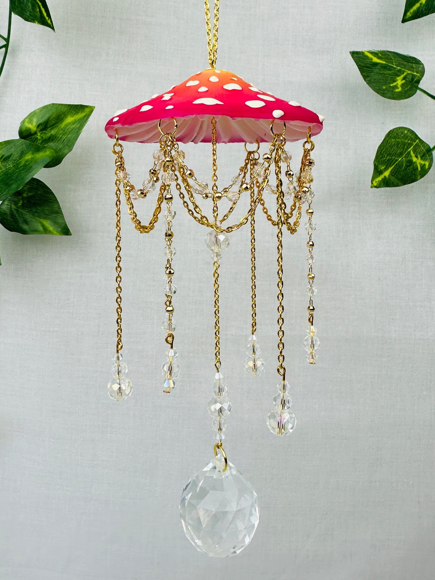 Small Sunset Dahlia Mushroom Sun Catcher