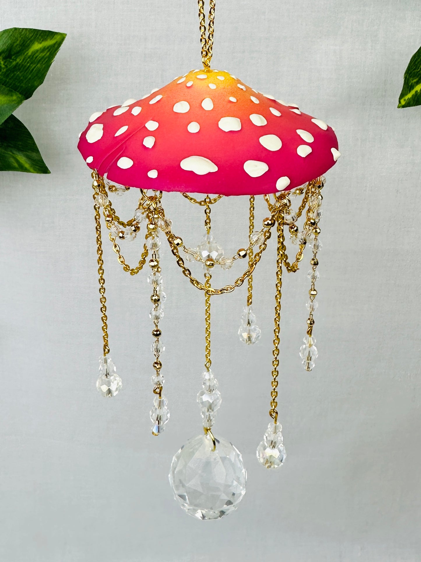 Small Sunset Dahlia Mushroom Sun Catcher