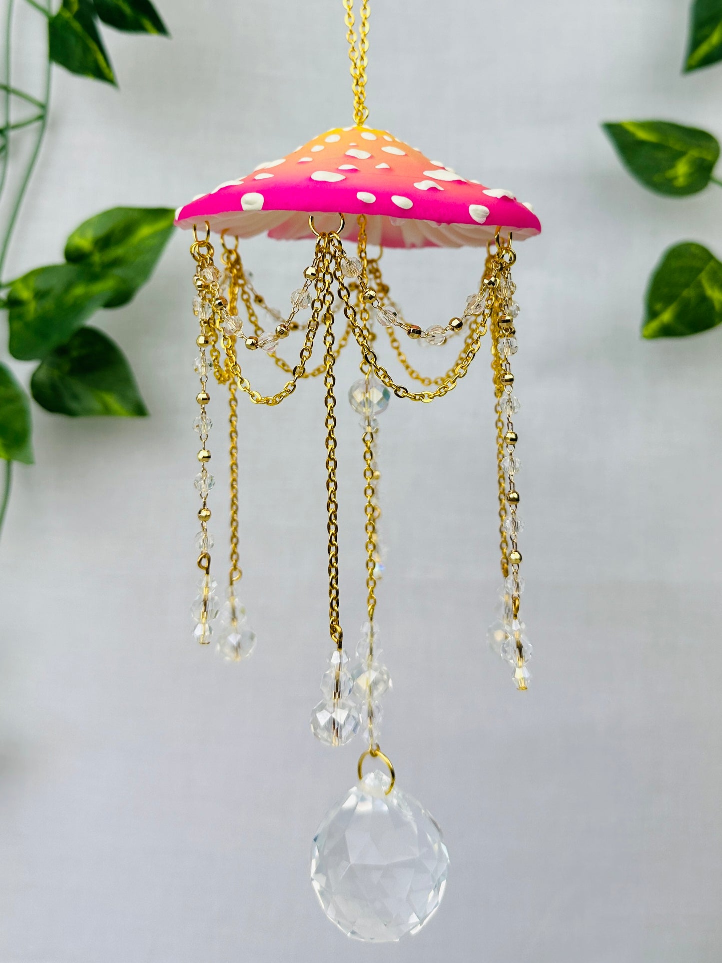 Small Sunrise Dahlia Mushroom Sun Catcher