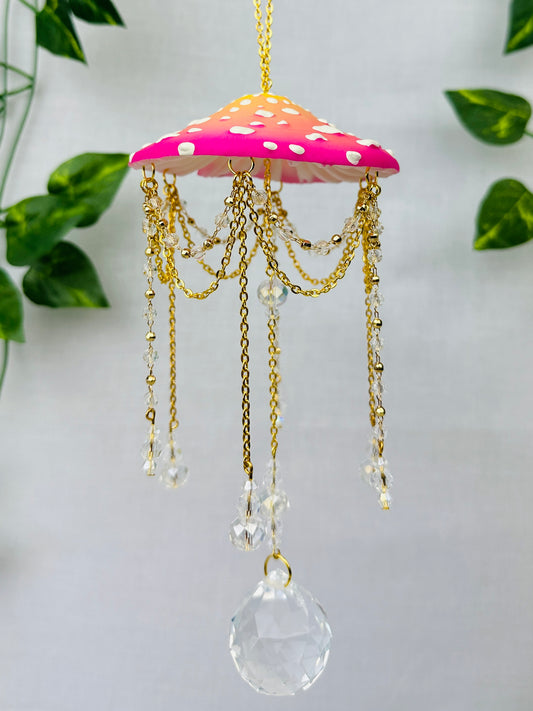Small Sunrise Dahlia Mushroom Sun Catcher