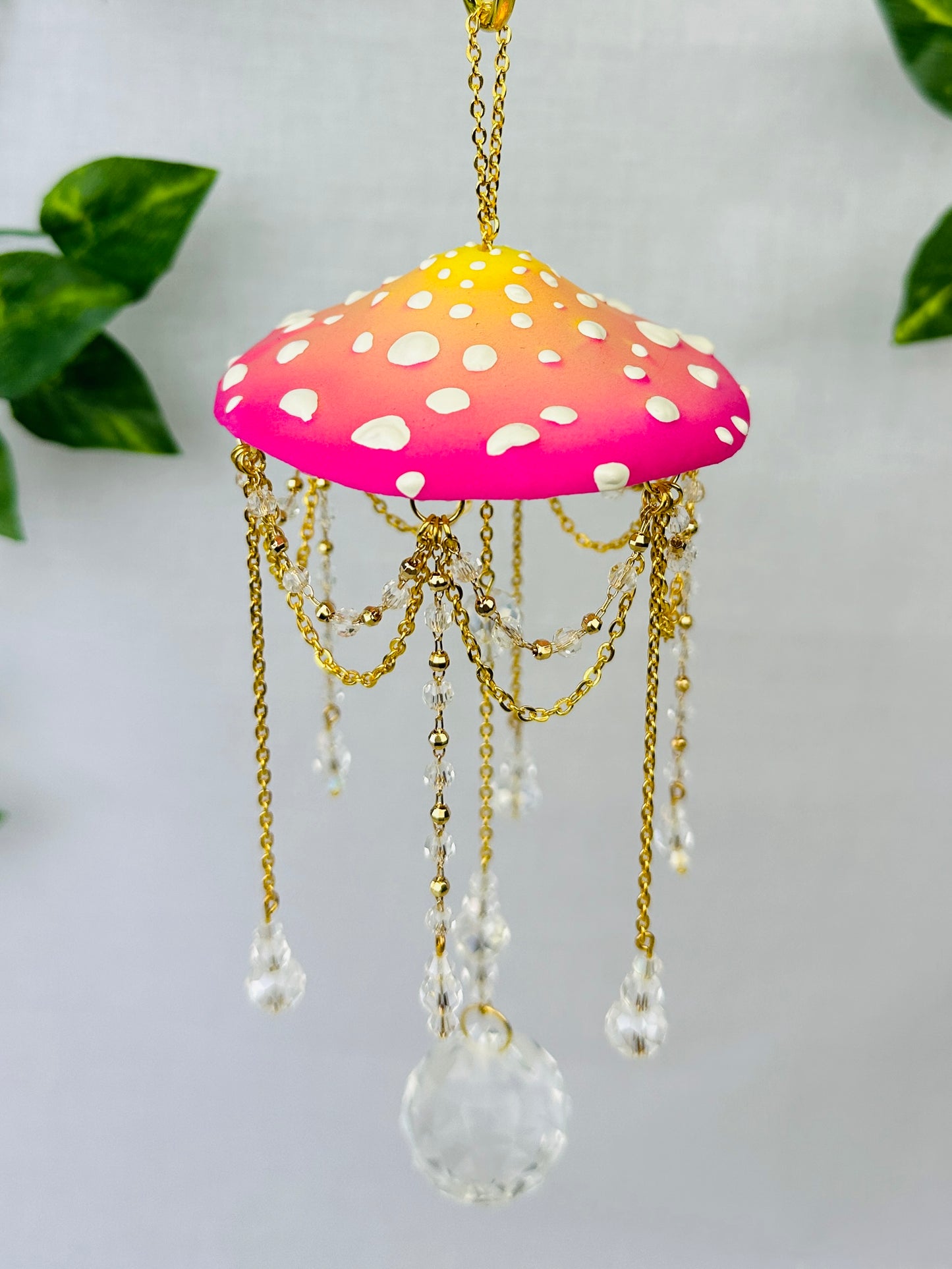 Small Sunrise Dahlia Mushroom Sun Catcher