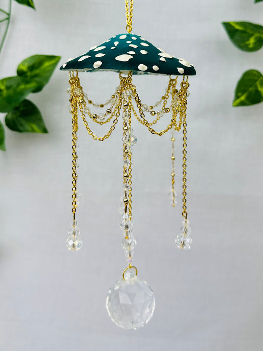 Small Midnight Moss Mushroom Sun Catcher