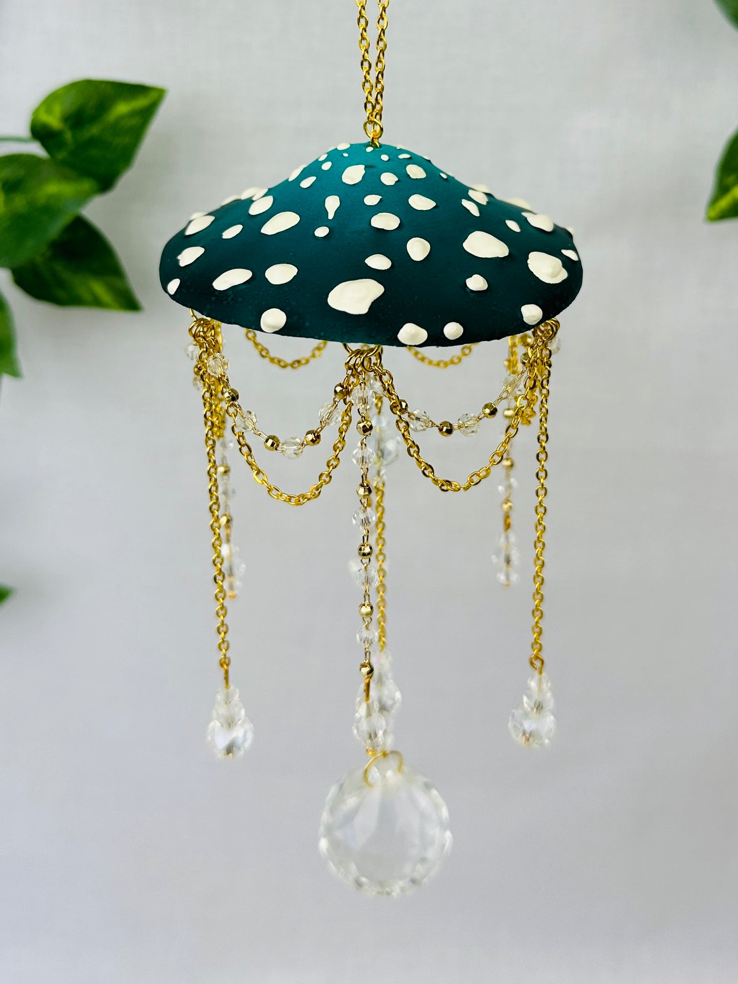 Small Midnight Moss Mushroom Sun Catcher