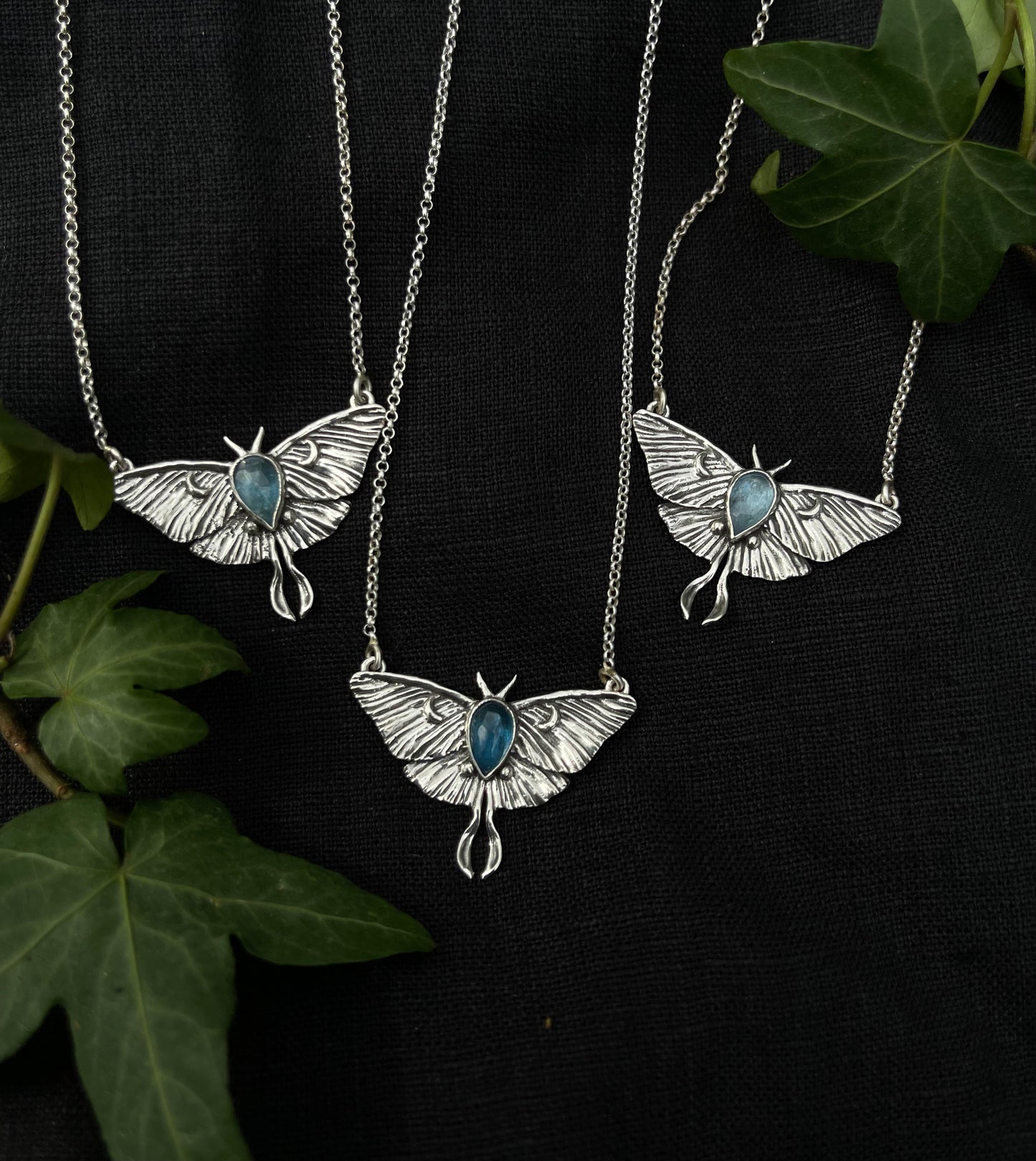 Luna Moth Blue Kyanite Necklace