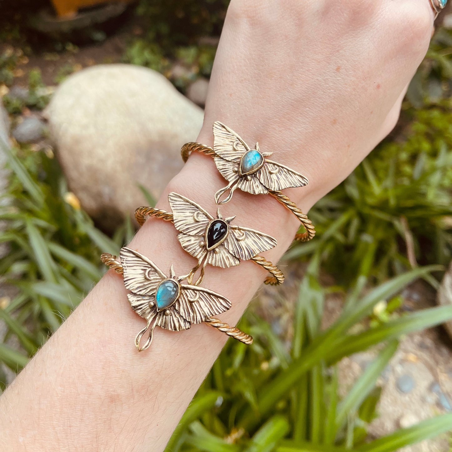 Brass Luna Moth Bracelet