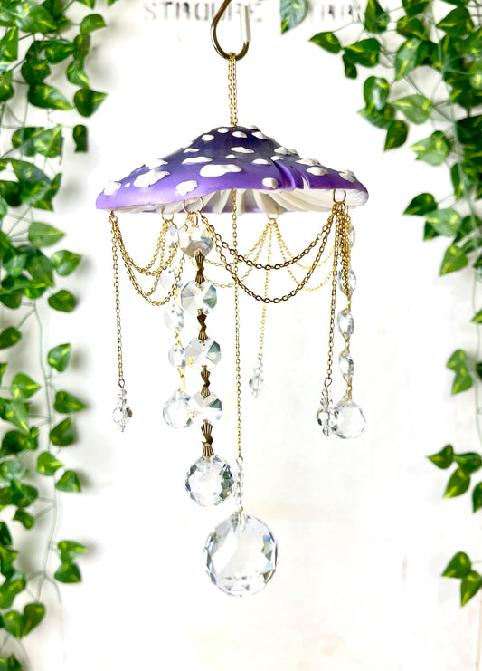 Large Violet Whisper Mushroom Suncatcher