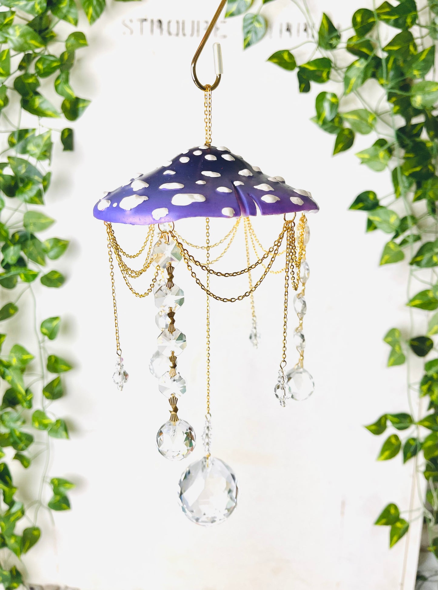 Large Violet Whisper Mushroom Suncatcher