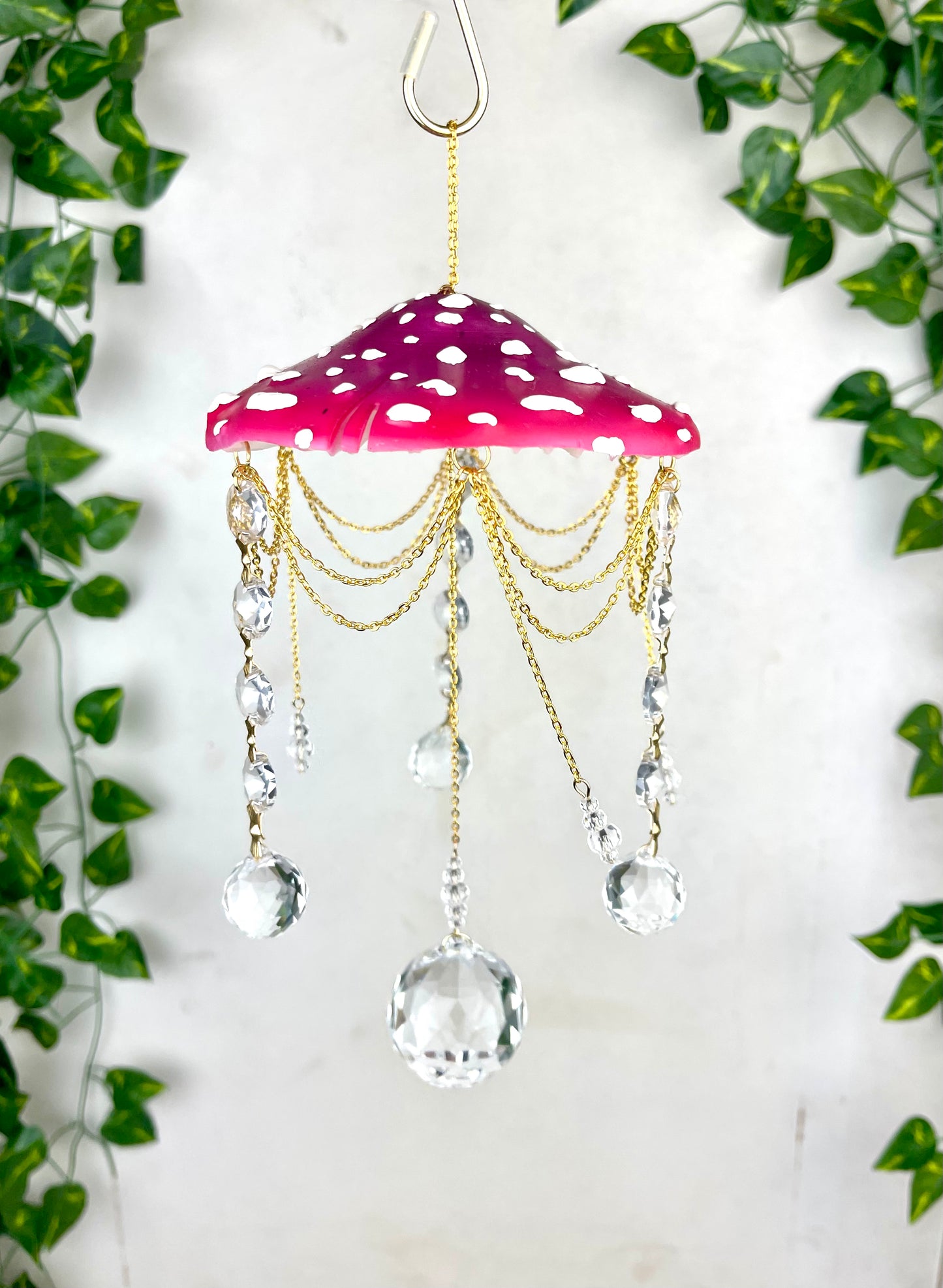 Large Pink Orchid Mushroom Suncatcher