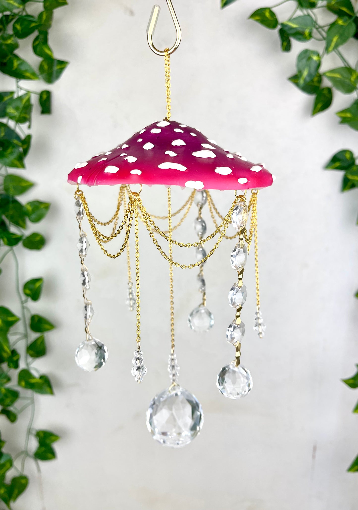 Large Pink Orchid Mushroom Suncatcher