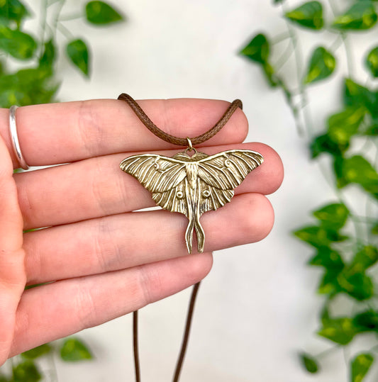 Brass Luna Moth Necklace