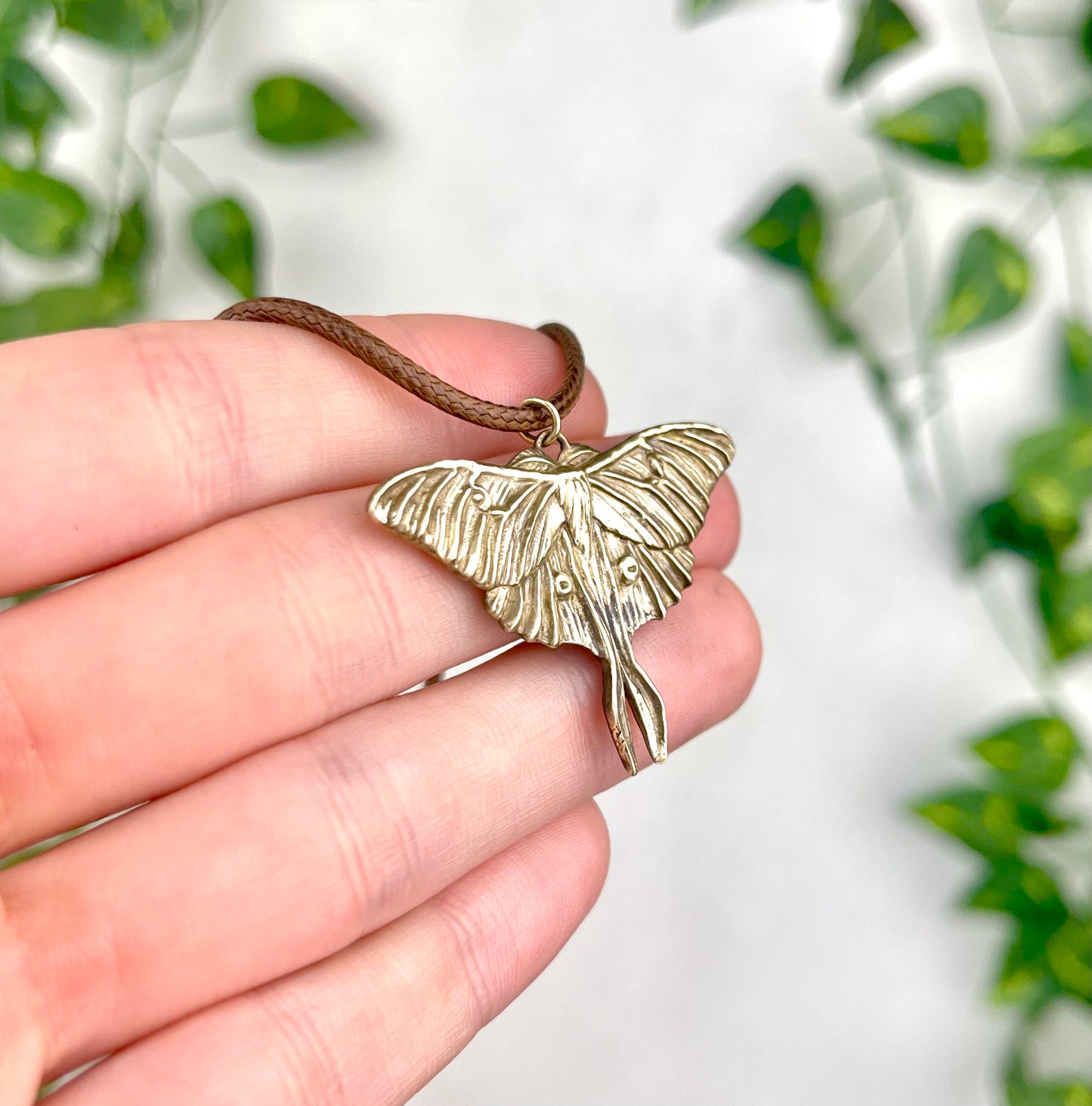 Brass Luna Moth Necklace