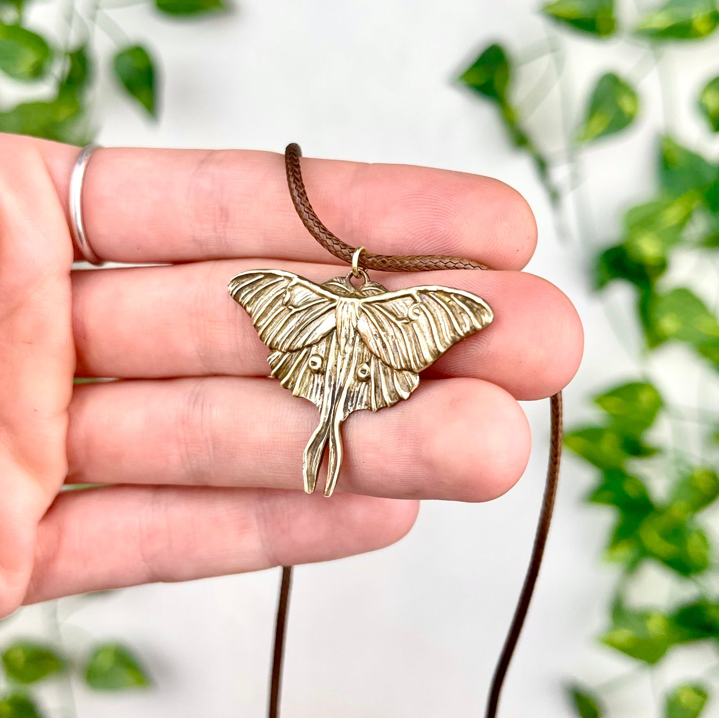 Brass Luna Moth Necklace