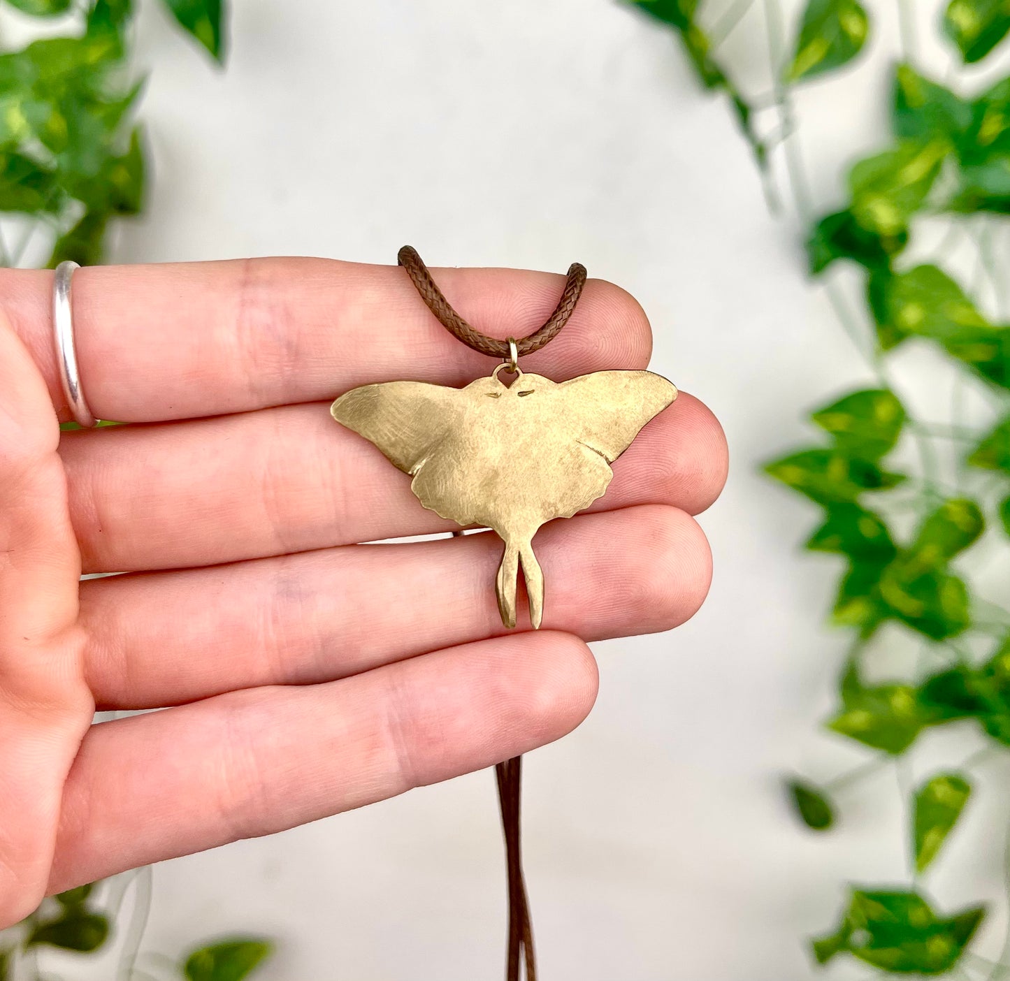 Brass Luna Moth Necklace