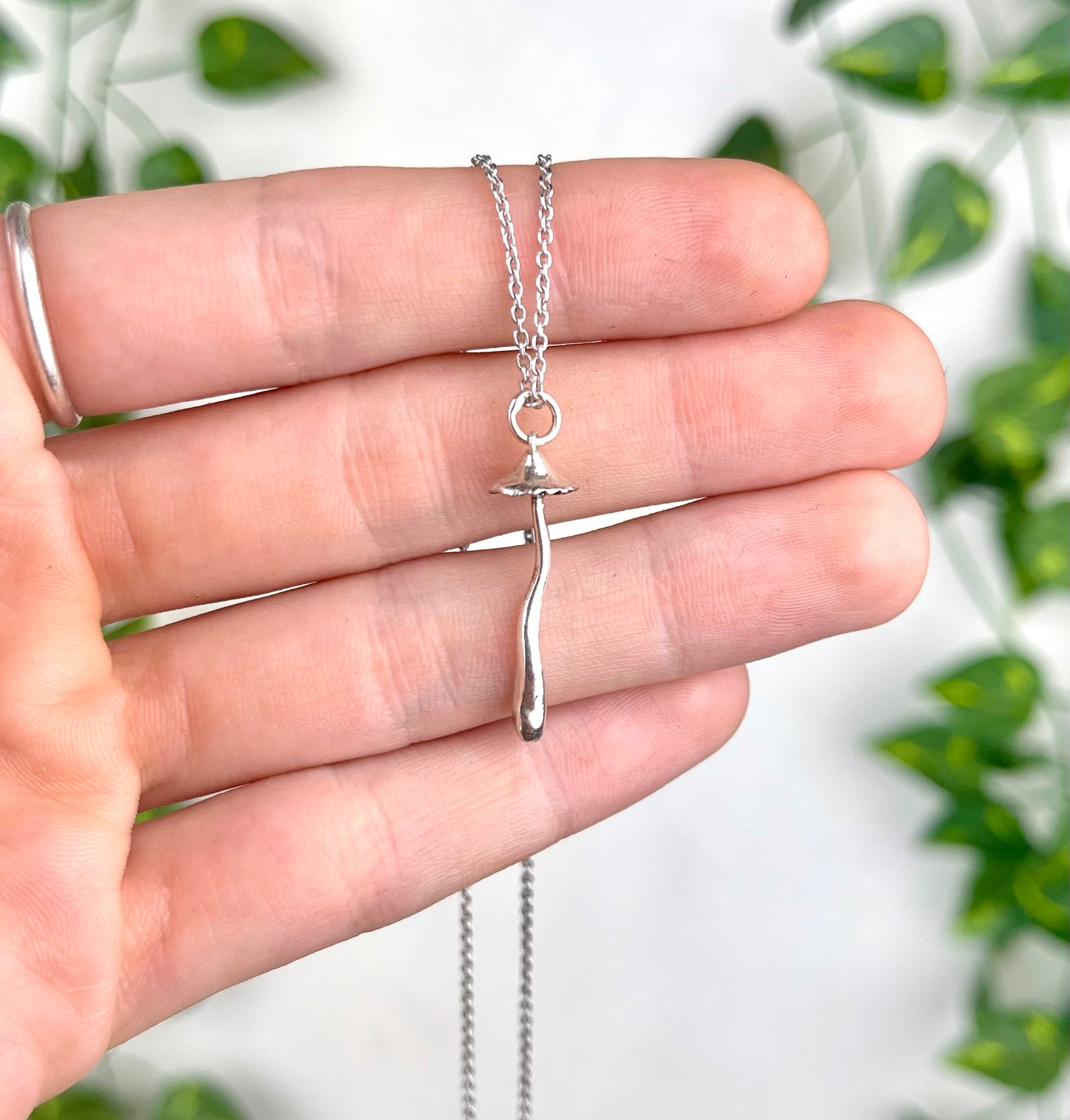 Sterling Silver Mushroom Necklace