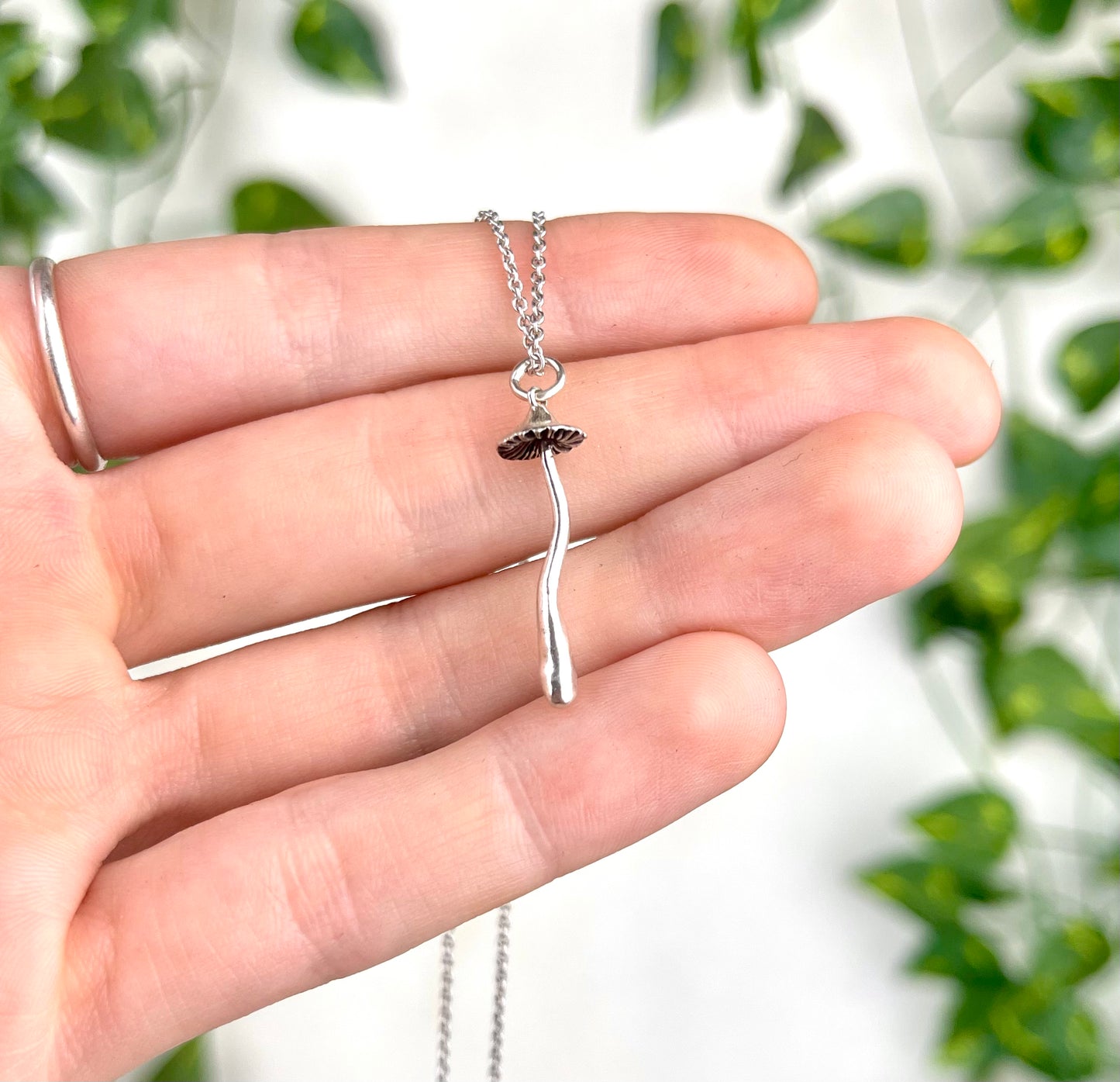 Sterling Silver Mushroom Necklace