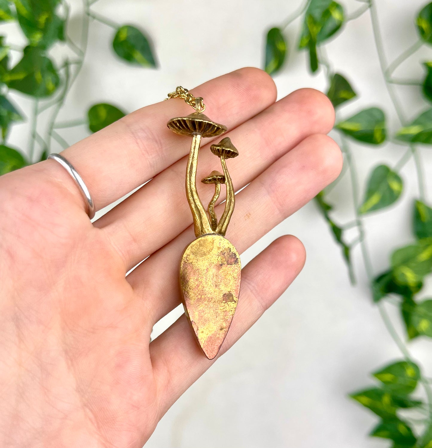 Brass Mushroom Labradorite Necklace