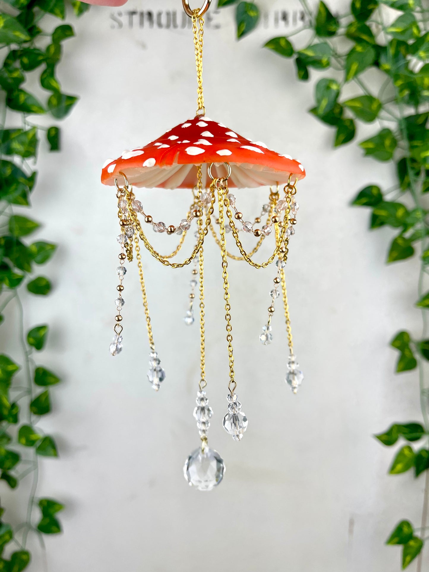 Small Red Poppy Mushroom Suncatcher