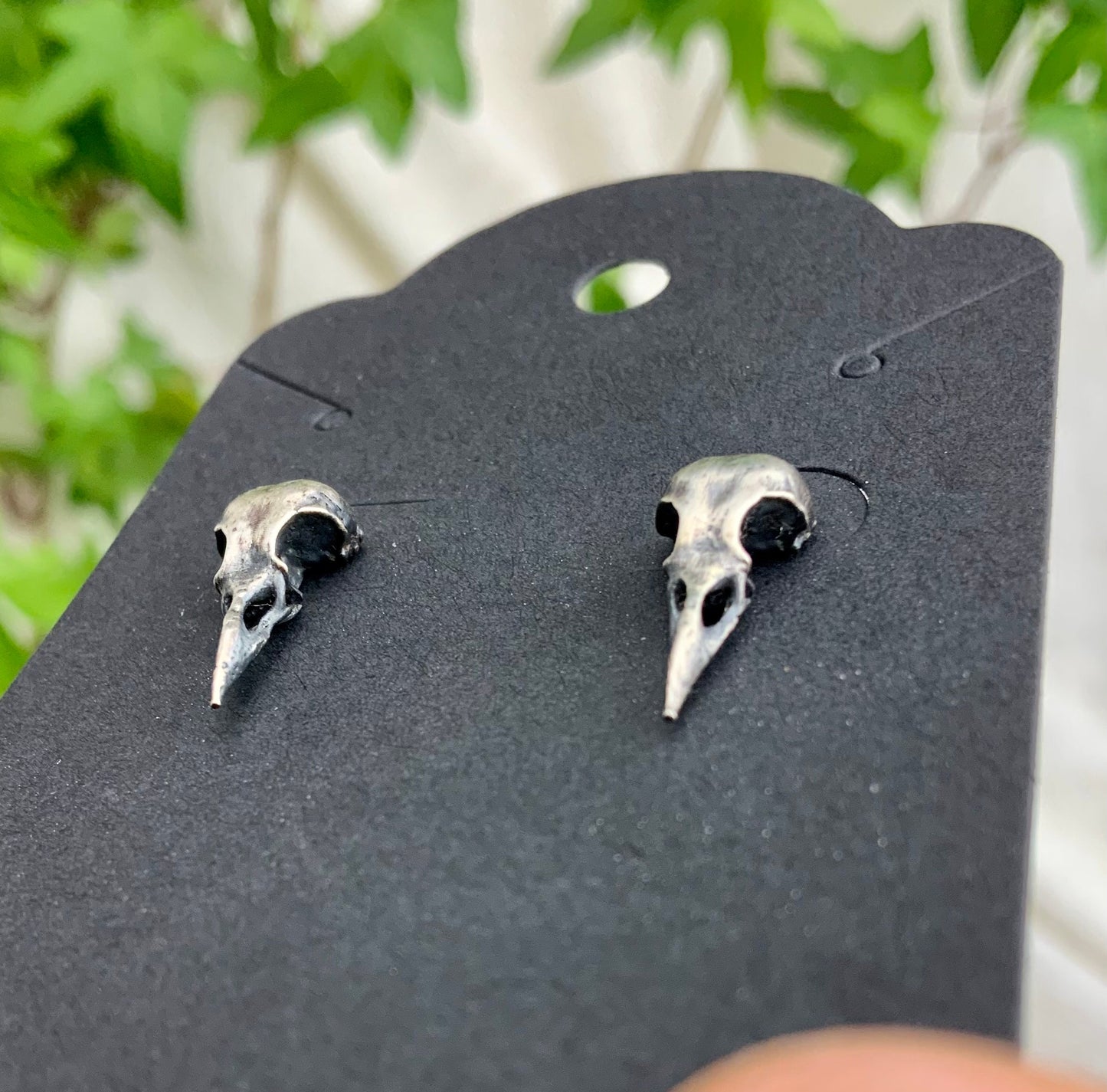 Crow scull stud earrings