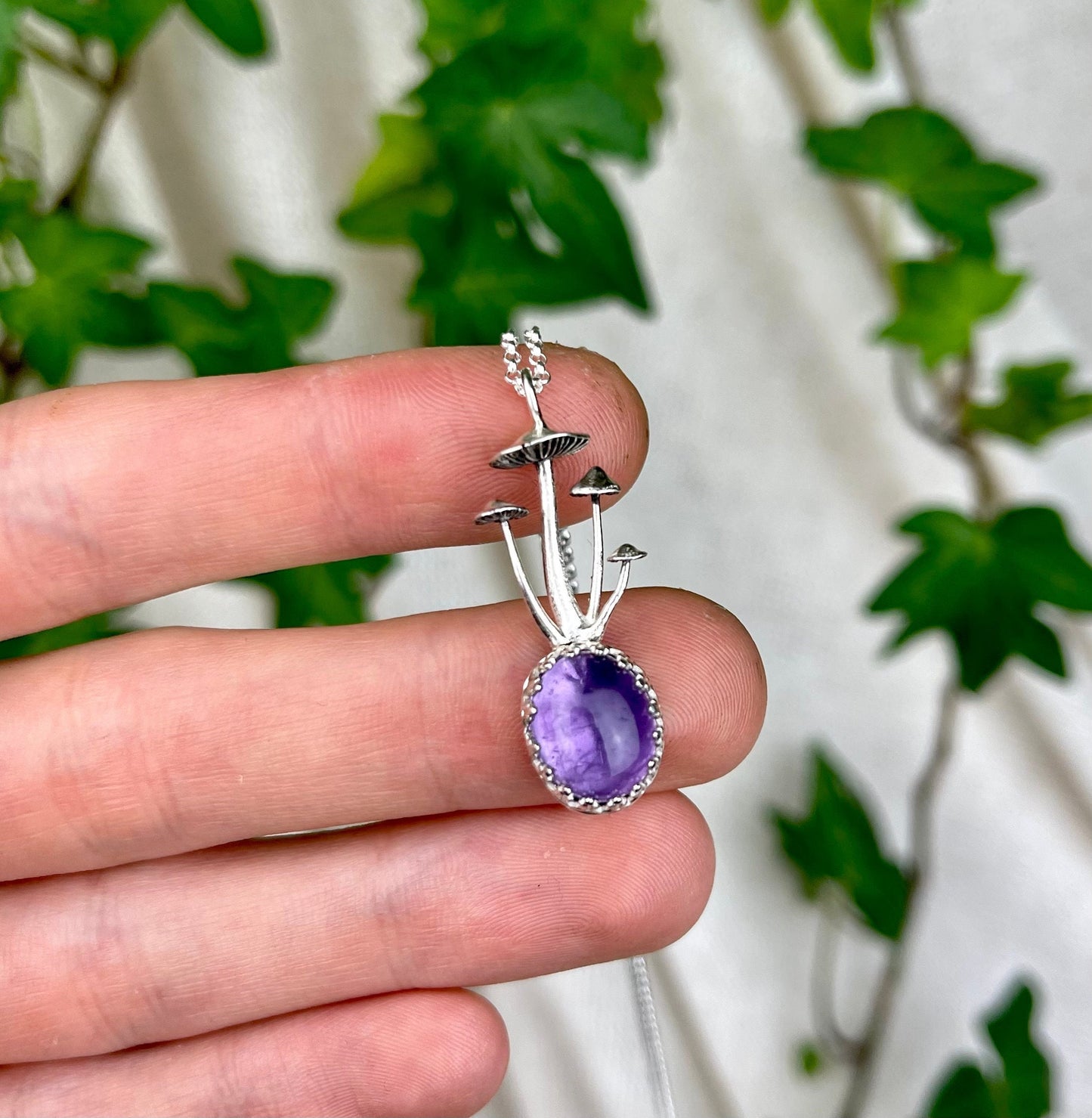 Amethyst Mushroom Necklace